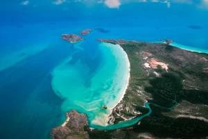 Aerial of Cape York’s northern-most tip.
