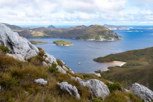 Landscape views of the Port Davey inlet within Tasmania’s World Heritage listed Southwest Wilderness area