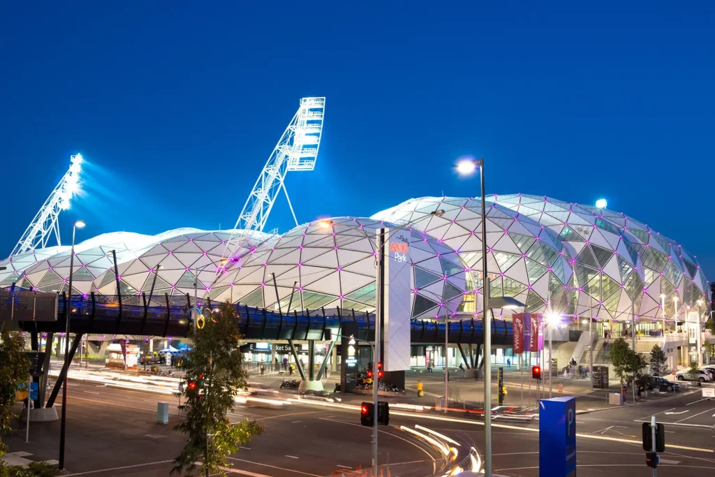 MELBOURNE, AUSTRALIA - SEPTEMBER 5, 2014: AAMI Park was built in 2010 and was Melbourne's first purpose built rectangular stadium as opposed to the oval stadiums used for AFL and cricket. Scottt13 / Shutterstock