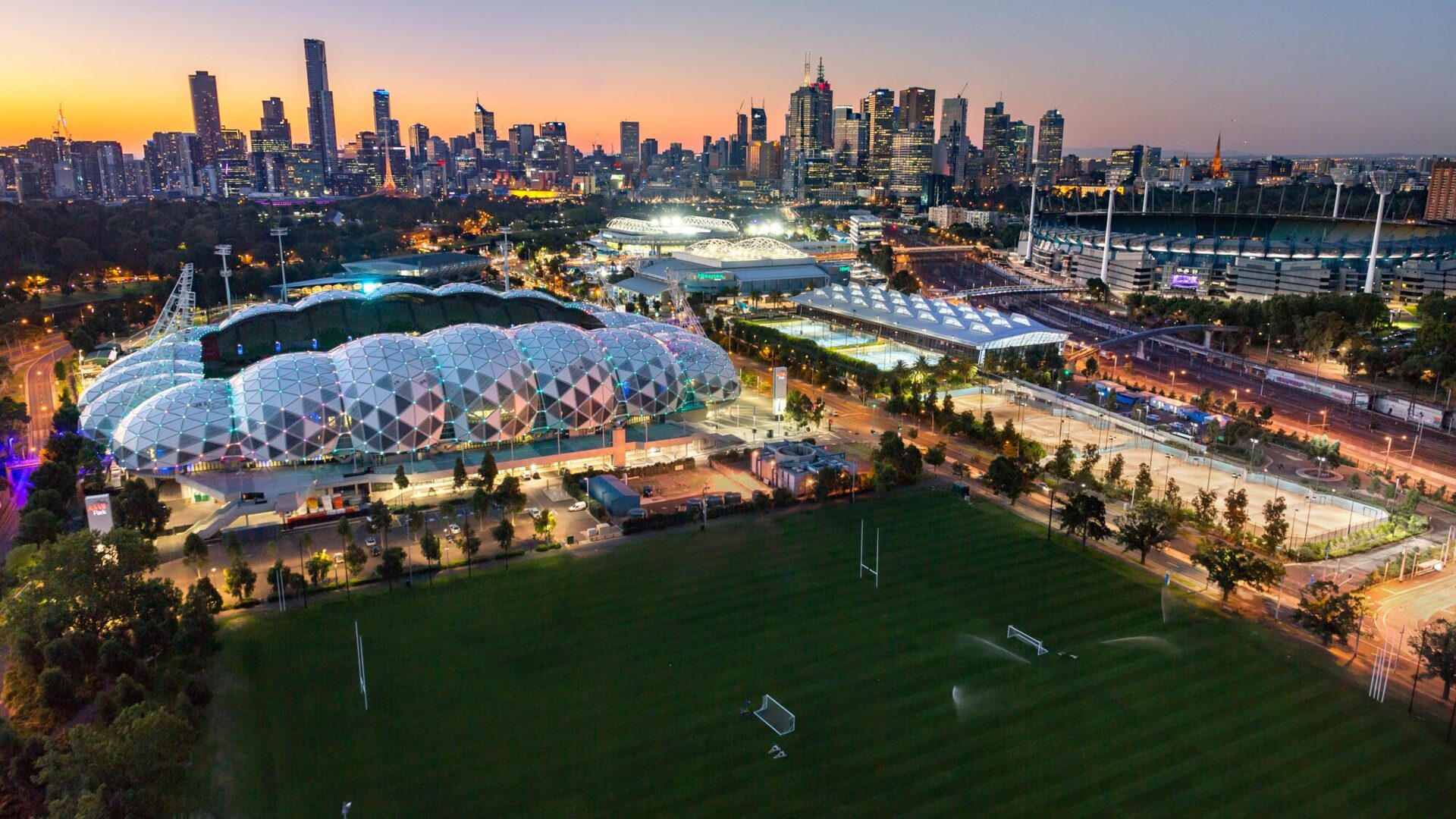 Aerial image of Melbourne Sports Precinct including Melbourne Cricket Grond