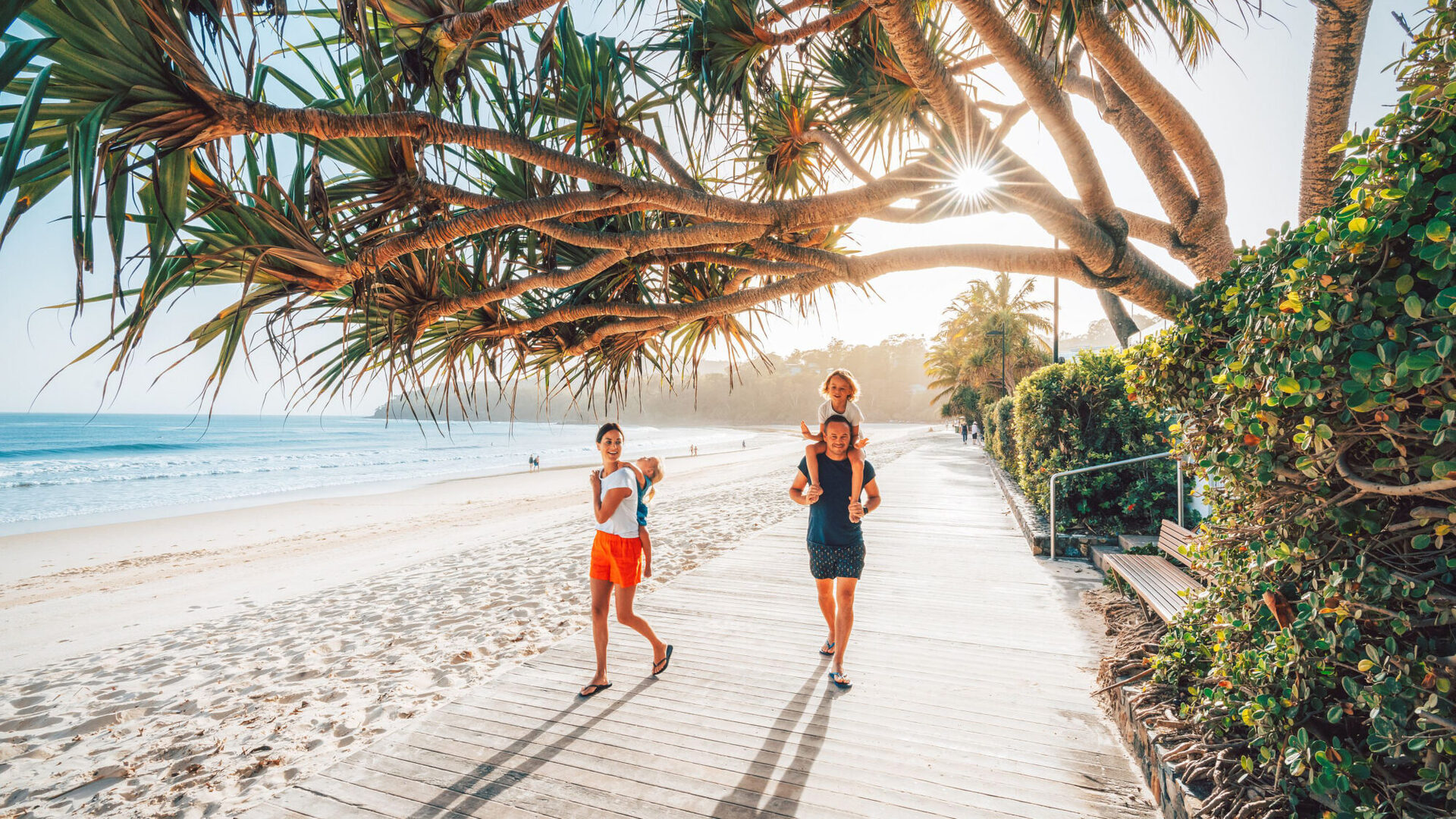 Noosa Main Beach - Family on Boardwalk