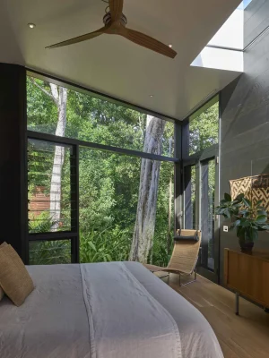 Bedroom in South House overlooking the rainforest.